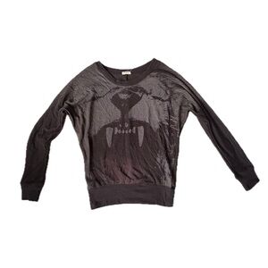 Ardene Black Graphic Crewneck with Fanged Design